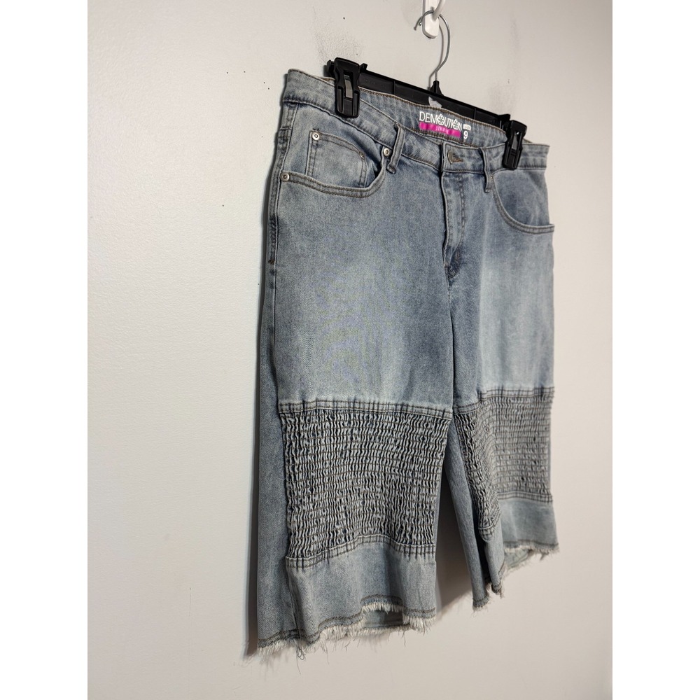 Y2K Demolition Moto Denim Shorts Women Size 9 Streetwear Grunge Retro Throwback - Picture 4 of 6